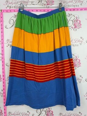 SPHINX skirt vintage rainbow Midi Skirt in Blue, Green, Yellow & Red